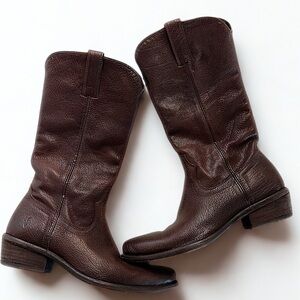 Frye Women’s Leather Western Pull-On Boots – Size 6B – Brown